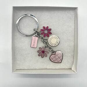 COACH Bag Charm Key Chain NWOT, Y2K Flowers & Hearts
